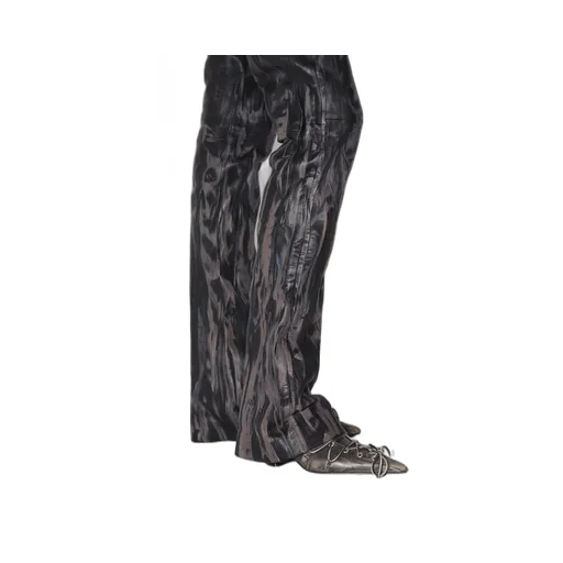 Faded-Effect Flared Trousers