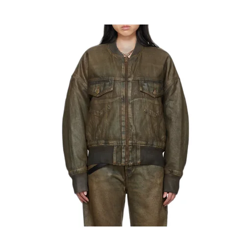 Distressed-Effect Bomber Jacket