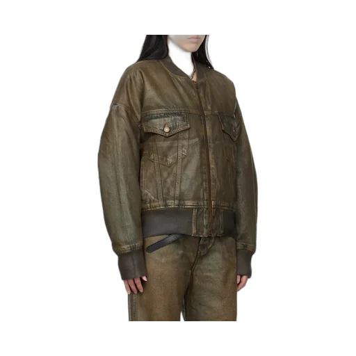 Distressed-Effect Bomber Jacket