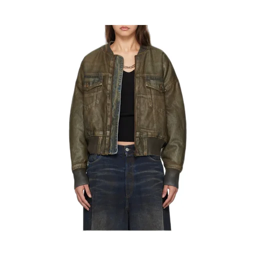 Distressed-Effect Bomber Jacket