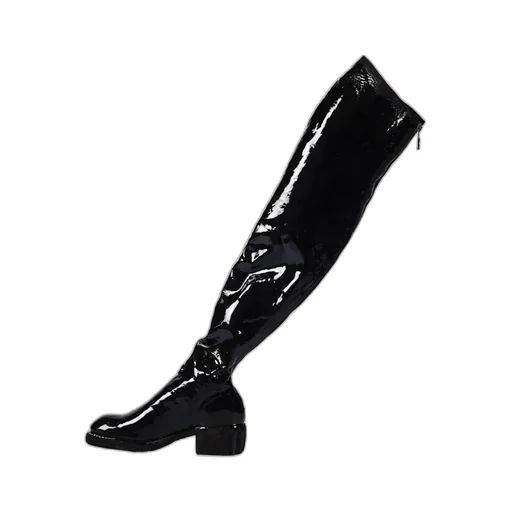 Laminated Knee-High Leather Boots