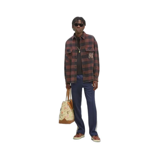 Palm Angels Pa Monogram Embroidered Checked Shirt