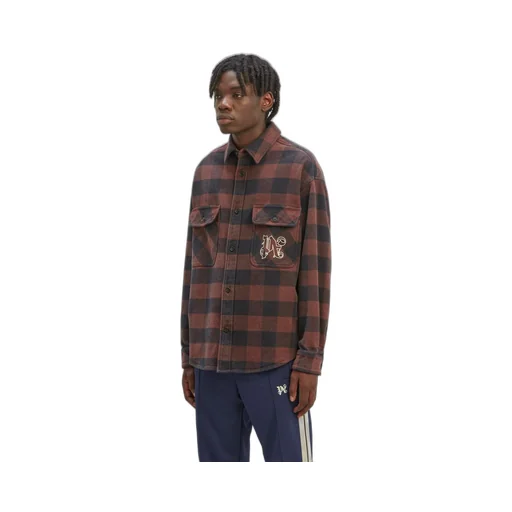 Palm Angels Pa Monogram Embroidered Checked Shirt