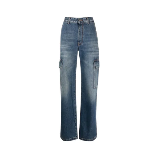 Stella Mccartney High-Waist Straight-Leg Cargo Jeans