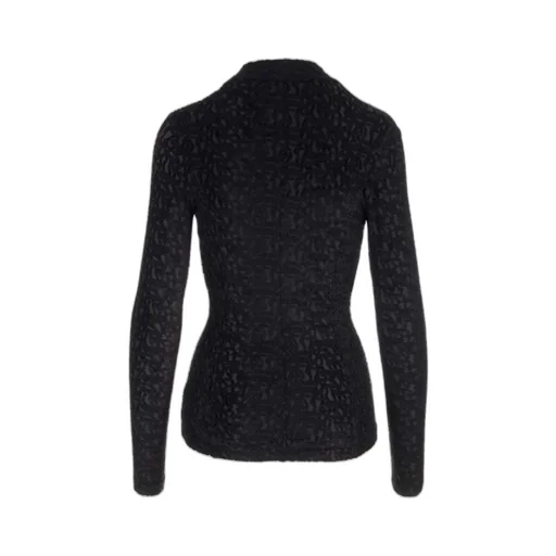 Patterned-Jacquard Velvet Top