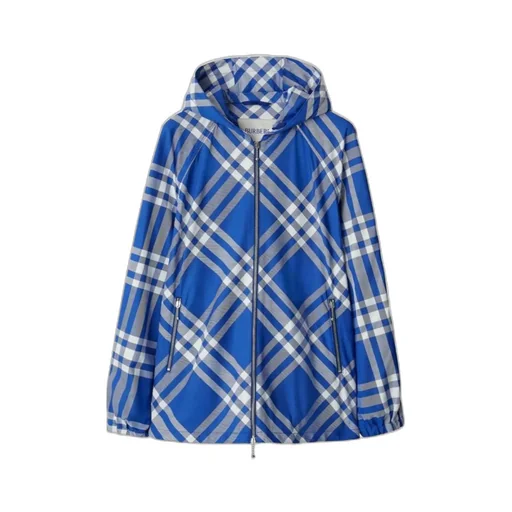 Burberry Check-Pattern Hooded Zip-Up Jacket