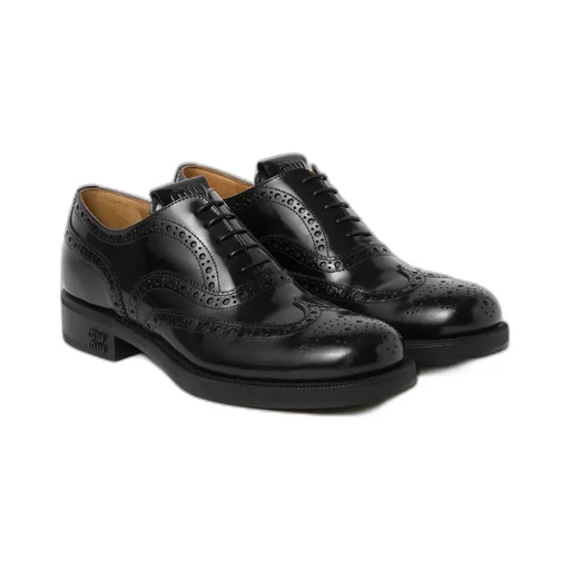 Church's X Miu Miu Brushed Leather Oxford Brogue Shoes