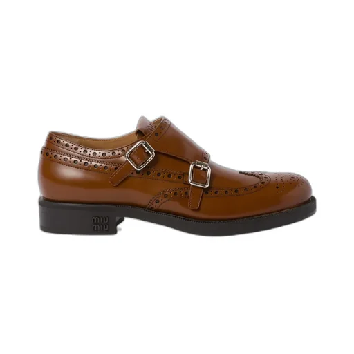 Church's X Miu Miu Brushed Leather Double Monk Brogue Shoes