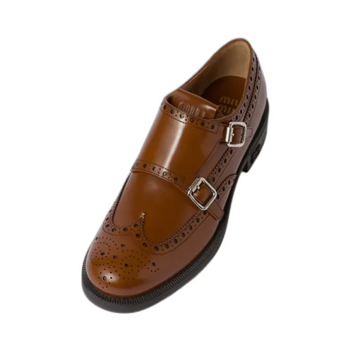 Church's X Miu Miu Brushed Leather Double Monk Brogue Shoes