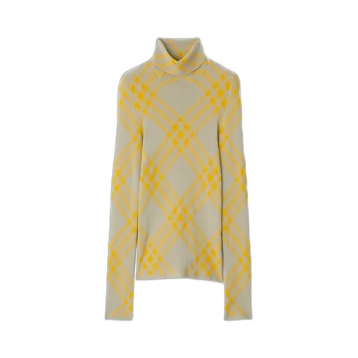 Burberry Checked Roll-Neck Jumper