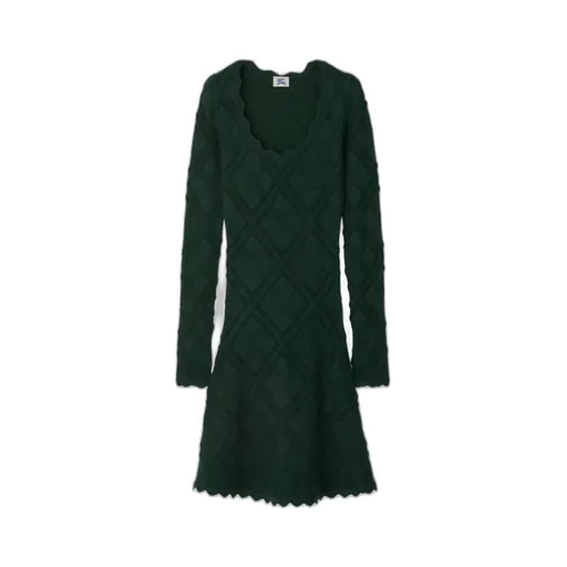 Burberry Long Sleeved Check Pattern Dress