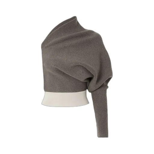 One-Shoulder Ribbed-Knit Jumper