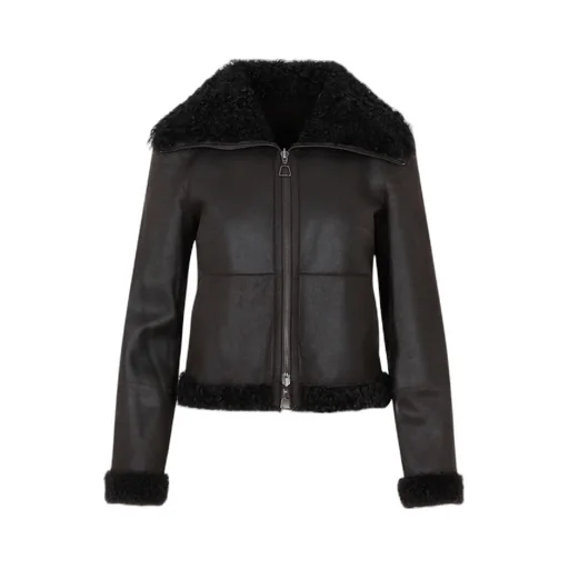 Shearling-Collar Leather Jacket