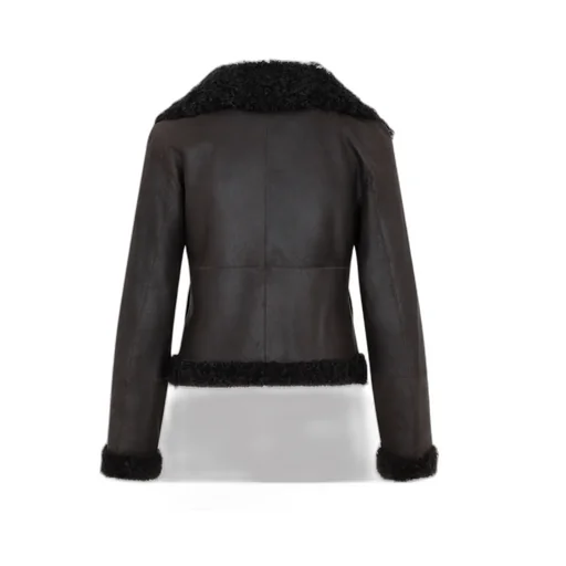 Shearling-Collar Leather Jacket