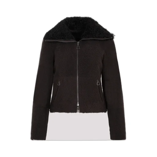 Shearling-Collar Leather Jacket