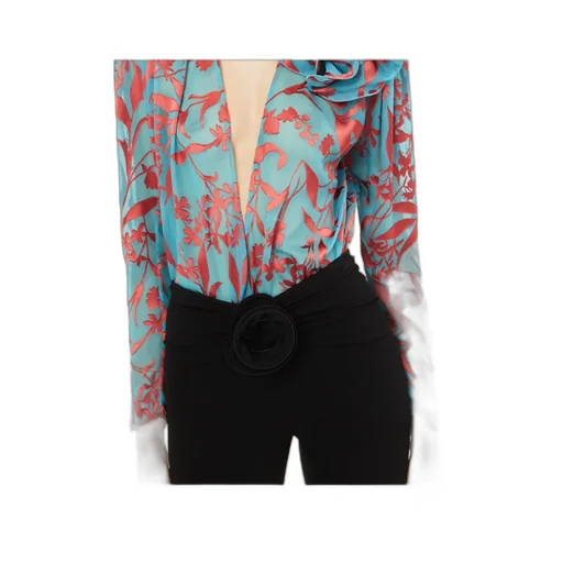 Magda Butrym Floral-Appliqu Ruched Leggings