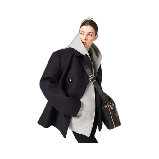 Double-Breasted Cloth Peacoat Jacket