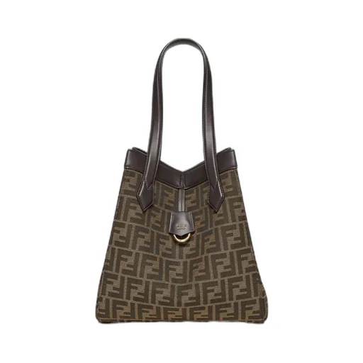 Brown Ff Jacquard Fabric Bag