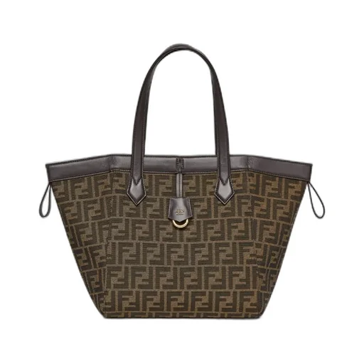 Brown Ff Jacquard Fabric Bag