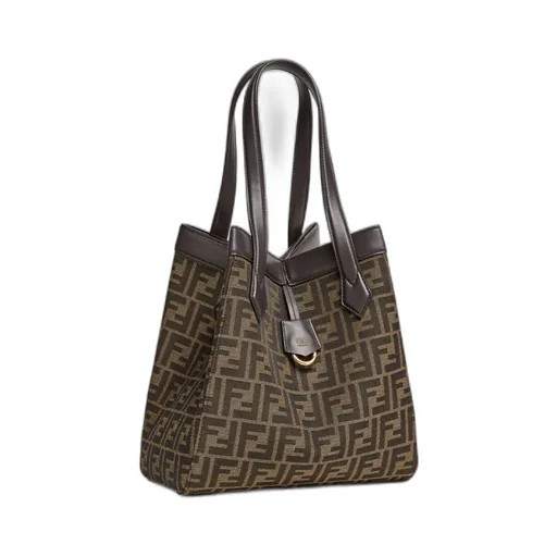 Brown Ff Jacquard Fabric Bag