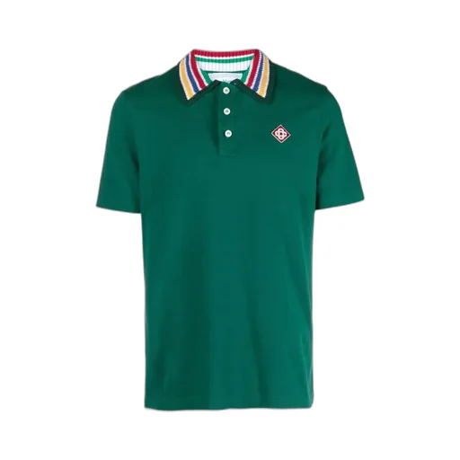Knitted-Collar Polo Shirt