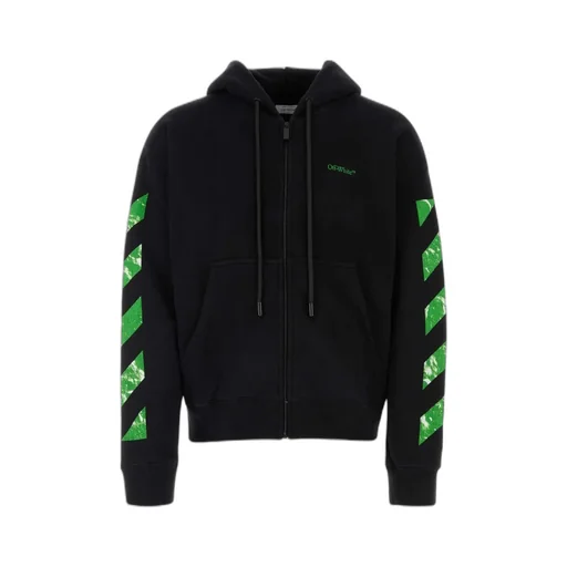 Arrows-Print Zip-Up Cotton Hoodie