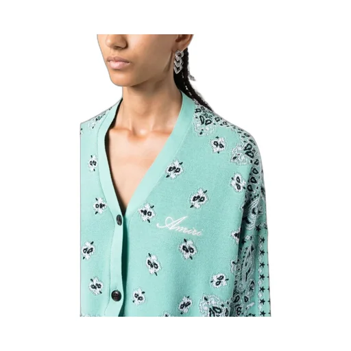 Amiri Logo Embroidered V-Neck Cropped Cardigan