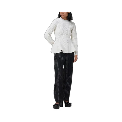 Peplum-Hem Cable-Knit Jumper