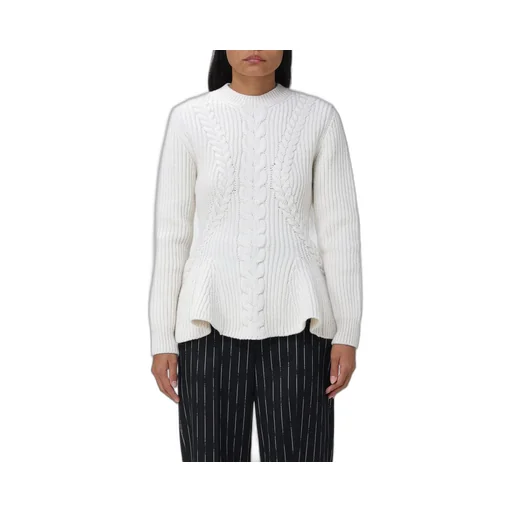 Peplum-Hem Cable-Knit Jumper