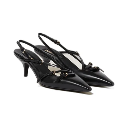 Miu Miu Buckle-Embellished Pointed Toe Slingback Pumps
