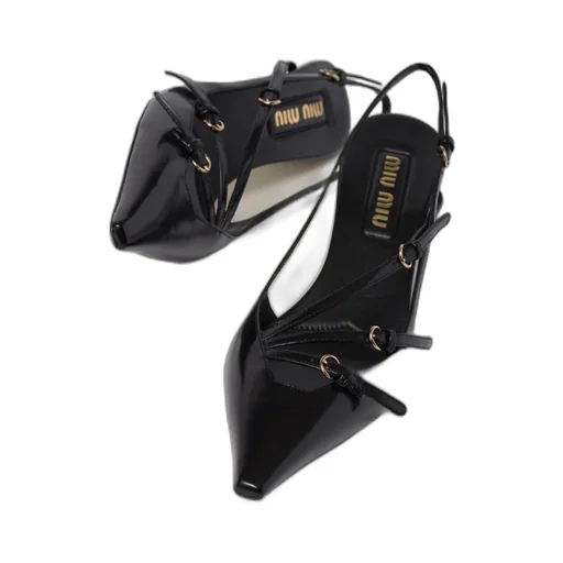 Miu Miu Buckle-Embellished Pointed Toe Slingback Pumps