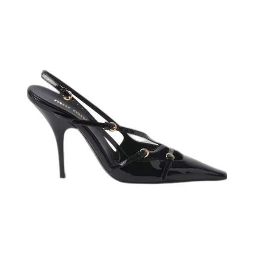 Patent Leather Slingbacks With Buckles