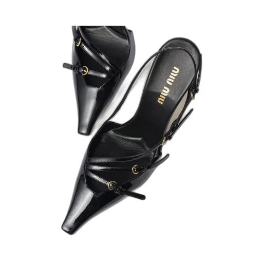 Patent Leather Slingbacks With Buckles