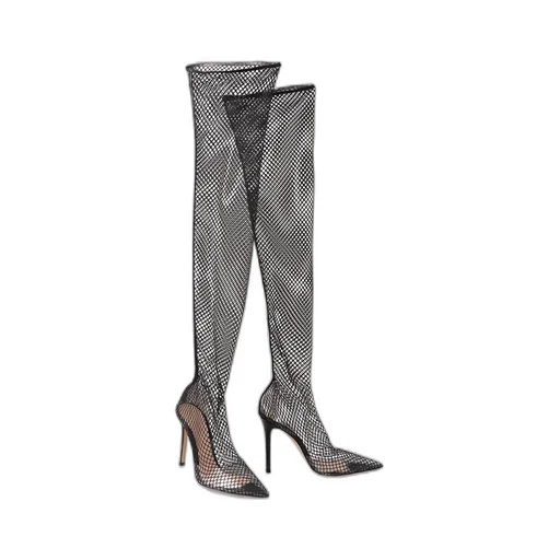 Gianvito Rossi Over-The-Knee Mesh Boots