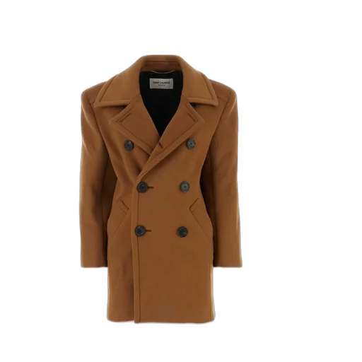 Saint Laurent Double-Breasted Long-Sleeved Coat