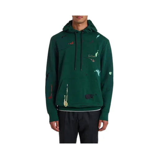 Embroidered Paint-Splatter Cotton Hoodie