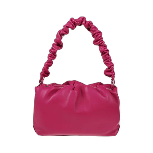 Ruched-Handle Leather Shoulder Bag