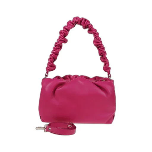 Ruched-Handle Leather Shoulder Bag