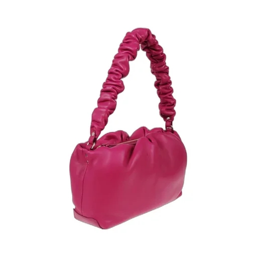 Ruched-Handle Leather Shoulder Bag