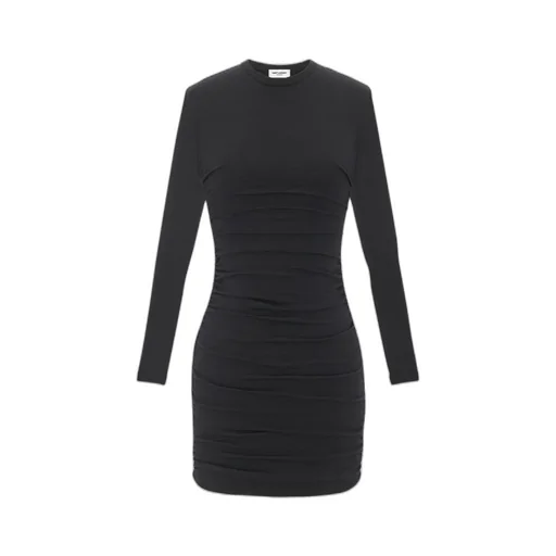 Saint Laurent Draped Long-Sleeved Dress