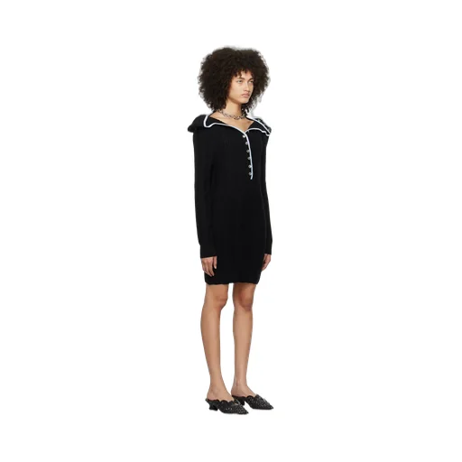 Ruffle-Collar Merino Wool Minidress