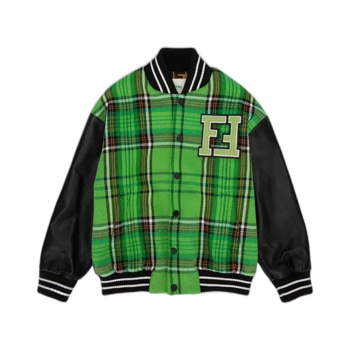 Checked Pattern Bomber Jacket