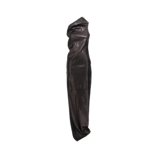 Asymmetric-Neck Sequinned Maxi Dress