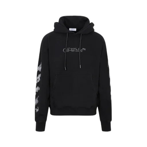 Diag Stripe-Embroidered Cotton Hoodie