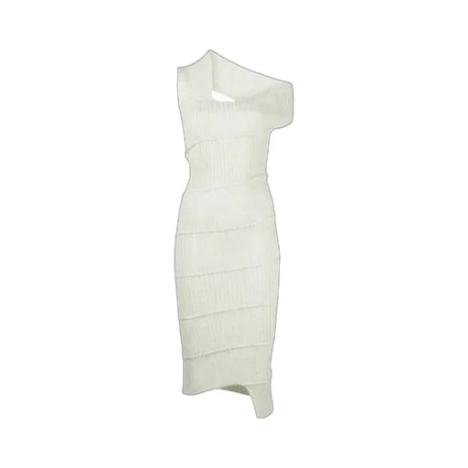 Ribbed-Knit Asymmetric Dress