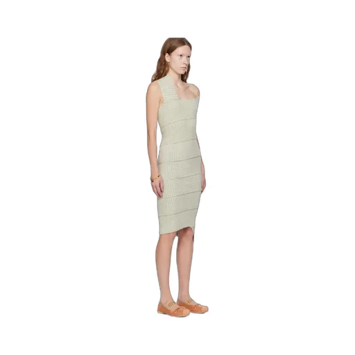 Ribbed-Knit Asymmetric Dress
