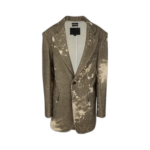 R13 Paint Splatter-Printed Single-Breasted Tweed Blazer