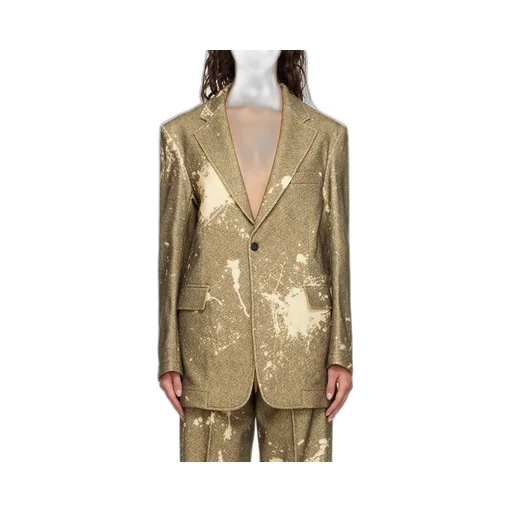 R13 Paint Splatter-Printed Single-Breasted Tweed Blazer