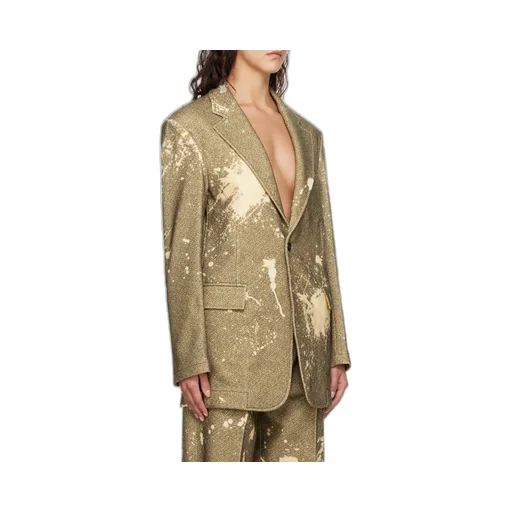 R13 Paint Splatter-Printed Single-Breasted Tweed Blazer