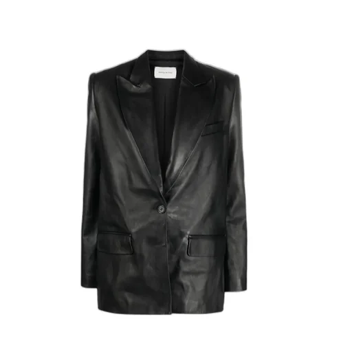 Peak-Lapels Sheepskin Blazer